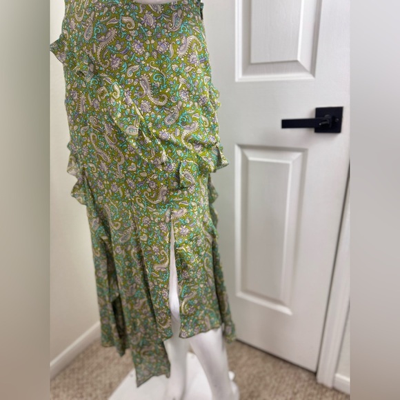 Veronica Beard Fern Paisley Eleonora Ruffle Midi Skir Size 2 - Picture 2 of 11